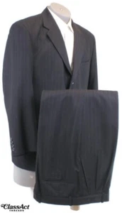 Giorgio Iolano Couture Tuta Nera a Righe 2 Pezzi Misto Poliestere 42S Pieghettata 36" W - Foto 1 di 12