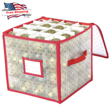 Christmas Ornament Storage Box with Zippered Closure - Store up to 64 Ornaments