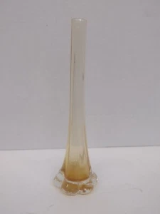 Vtg Mid Century Japanese Swung Stem Vase Clear With Amber Tint - Picture 1 of 10