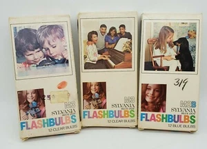 Sylvania Flashbulbs M3 M2B Blue Clear Flash Bulbs Blue Dot 3 Boxes NOS - Picture 1 of 9