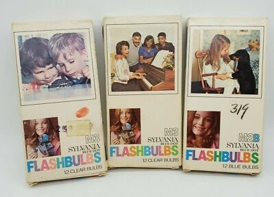 Sylvania Flashbulbs M3 M2B Blue Clear Flash Bulbs Blue Dot 3 Boxes NOS - Image 1 of 4