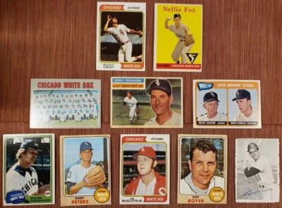 Tarjetas de béisbol antiguas de los Medias Blancas Nellie Fox Bucky Dent RC Luis Aparicio Boyer Davis Foto 1 de 4