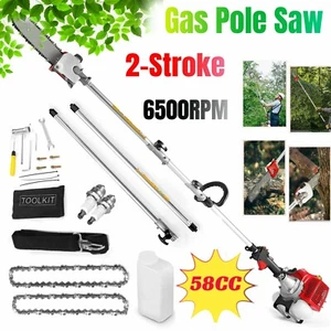 Gas Powered 58CC Pole Saw 2-Stroke Chainsaw Extension Hedge Pruner Tree Trimmer/ - Picture 1 of 10