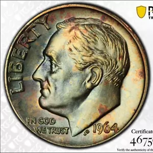 Registry Quality DDR PCGS MS66 1964 D Roosevelt Dime 10c Trueview $1800 PG Pop 7 - Picture 1 of 3