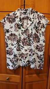 Neu mit Etikett Ann Taylor Factory Damenbluse L Blumenmuster Knopfleiste ärmellos Kragen - Bild 1 von 10
