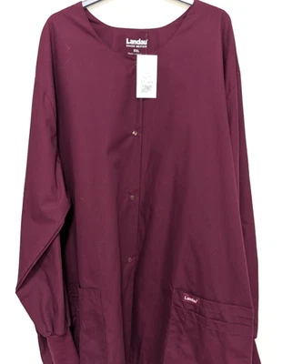 Women's Landau Essentials Warm Up Lab Jacket #7525, Sz. 5XL, Color ~  Wine, NWT - Image 1 of 4