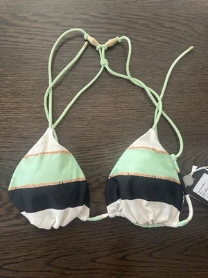 Bikini Top Traje de Baño Vix Paula Hermanny Para Mujer Talla Grande Nuevo con Etiquetas Malta Rayas Dorado Foto 1 de 4