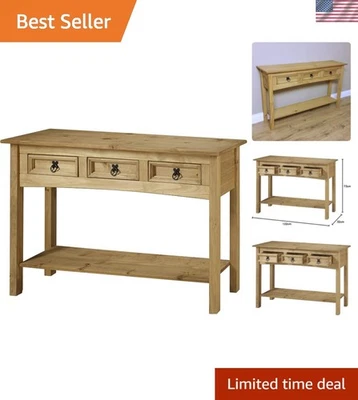 Versatile DIY Console Table in Antique Wax, 122 x 32 x 73 cm - Self-Assembly - Image 1 of 4