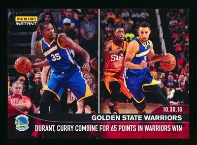 2016-17 PANINI INSTANT #42 KEVIN DURANT/STEPHEN CURRY 65 POINTS WARRIORS SP/88! - Image 1 of 2