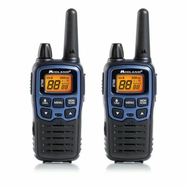 Midland XT60 Set 2 Walkie Talkie con Microfono Mono Auricolare + 2 Batterie - Blu Metallico