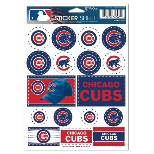 CHICAGO CUBS ~ Lot of (17) Stickers ~ (1) 5x6 Inch Sticker Sheet ~ New! - Image 1 of 1