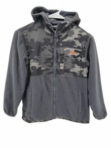 Minus Zero Boys Fleece Jacket Gray Black Camouflage Hooded Pockets Medium - Picture 1 of 6