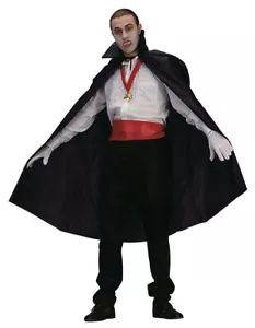Black Polyester Vampire Disguise Cape 45" Long Full Length with Collar 75051 - Picture 1 of 1