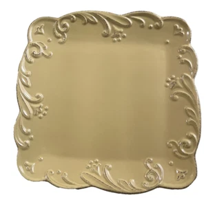 Plato de cena cuadrado de 10,5" diseño de gres amarillo dorado en relieve - Imagen 1 de 4