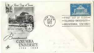 5 '54 FDCs Nebraska, Kansas, Columbia U., 1c Washington, 8c Statue of Liberty - Picture 1 of 5