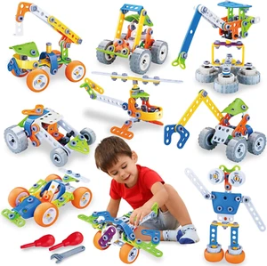 Toys for 3 4 5 6 Year Old Boys Gifts Kids Toys, 10 in 1 STEM Construction Set Bu - Picture 1 of 12