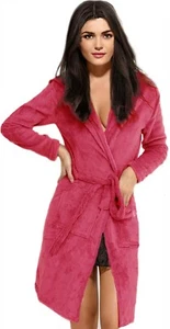 Niñas Damas Rosa Capucha Fina Polar Vestido Bata de Baño Leer Descripción Calce Pequeño - Imagen 1 de 3