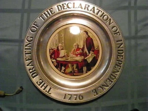 Vintage BWP 11" 1776 declaration of Independence Pewter Plate - Picture 1 of 5