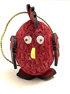Estatuilla de pájaro rojo Quilling de papel hecha a mano adorno de papel enrollado - Imagen 1 de 6
