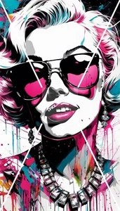 Marilyn Monroe Pink Glasses Portrait Digital Image Wallpaper/Background JPEG - Picture 1 of 3