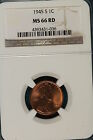 1945-S NGC MS66 RED Lincoln Wheat Cent!! #A8049