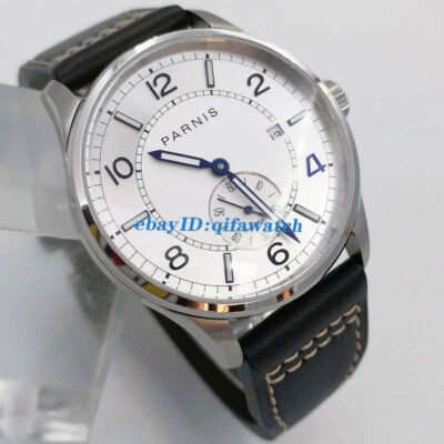 42mm PARNIS esfera blanca agujas azules fecha gaviota reloj automático para hombres 2989 Foto 1 de 4