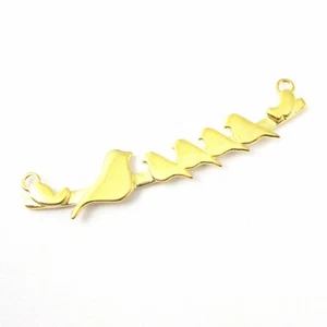 Bird Family Mother's Charm, Gold plated Sterling Silver Bar Pendant-5 Birds-48mm - Picture 1 of 5