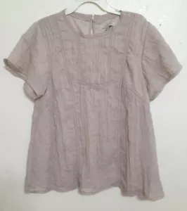 Polagram embroidery blouse, brown, Sz Medium - Picture 1 of 5