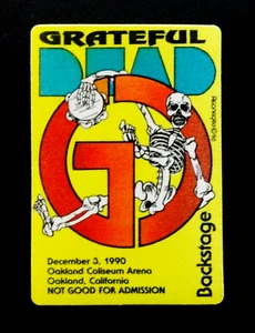 Grateful Dead Backstage Pass GD Tambourine Skeleton Oakland CA 12/3/90 12/3/1990 - Picture 1 of 10