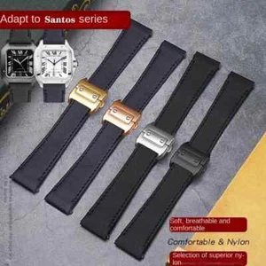 Correas de reloj de nailon de 21 mm para Cartier Santos serie WSSA0029 correas de cuero de lona - Imagen 1 de 38