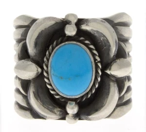 Natural Sleeping Beauty Turquoise Ring By Navajo Artist Delbert Gordon - Picture 1 of 4