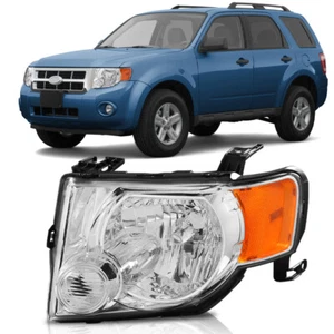Fits 2008-2012 Ford Escape Headlights Headlamps Chrome Housing Left/Driver Side - Picture 1 of 13