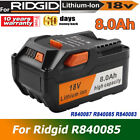 New 8.0Ah Battery Lithium-Ion For Ridgid R840085 Rigid 18V R840087 Power Tools