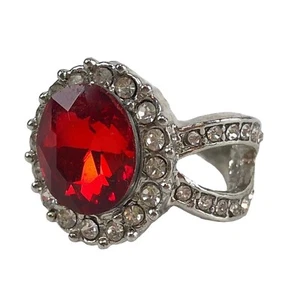 Ring Size 5.5 Red Stone Silver Plated - Picture 1 of 4