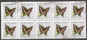 AOP Malawi 2002 20K Butterfly used block of 10 - Picture 1 of 1