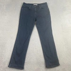 Levis 505 Straight Leg Womens 30 Blue Jeans Stretch Denim Dark Wash 33x29 - Picture 1 of 12