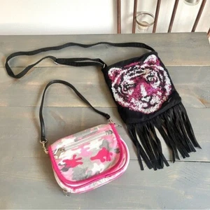 Paquete de dos flecos de tigre con lentejuelas rosa camuflaje justicia para niñas - Imagen 1 de 11