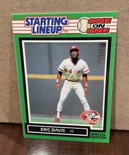 ERIC DAVIS 1989 KENNER STARTING LINEUP CARD ONE ON ONE - CINCINNATI REDS