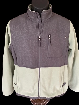 Sport Savvy Women’s Fleece Jacket Size Medium Full Zip Green Gray w/ Pockets - Image 1 of 4