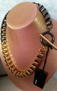 MIMCO NOTORIOUS NECKLACE CHOKER COLLAR BLACK GOLD + D/Bag πππ new - Picture 1 of 13