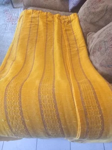 Glorious Sunset Golden Yellow Vintage 60s 70s Woven Single Curtain Panel Fabric - Picture 1 of 8