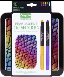 Crayola Signature 10 barras de crema nacarada y estuche, alternativa pastel al aceite nuevo en caja - Imagen 1 de 5