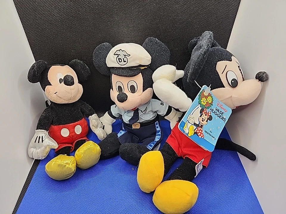 Lote De 3 Mini Bolsa De Frijoles De Peluche Walt Disney Mickey Mouse Y Jarrón Abrazador Foto 1 de 4