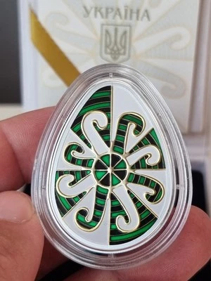 Ucrania PLATA 1 OZ - 10 HRYVEN 2025 Alegría de Pascua. "Pysanka" Foto 1 de 4