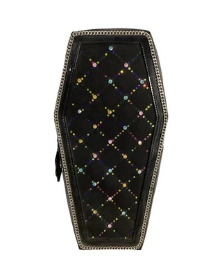 Betsey Johnson “Creep It Real” Black Coffin Backpack Halloween Crystal Embellish - Image 1 of 4