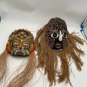 2er Set handgefertigte handbemalte afrikanische zeremonielle Würgemasken - Bild 1 von 12