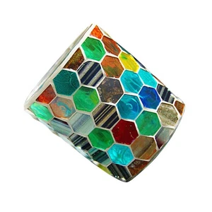 1PC Geometric Candlestick Colorful Candle Holder Glass Candle Holder Desktop Dec - Picture 1 of 8