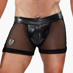 TOF Paris Spartacus Full Zip Jockshort Black Mesh Fetish Kink Gear for Men - Picture 1 of 8
