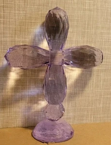 Escultura facetada cruz de cristal vintage 7x5, regalo religioso para vacaciones 2025 - Imagen 1 de 5