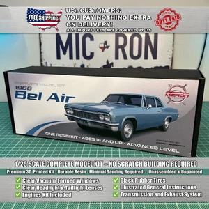 1/25 1966 Chevrolet Bel Air Resin Model Kit with Engine, Clear Parts & Tires - Picture 1 of 7